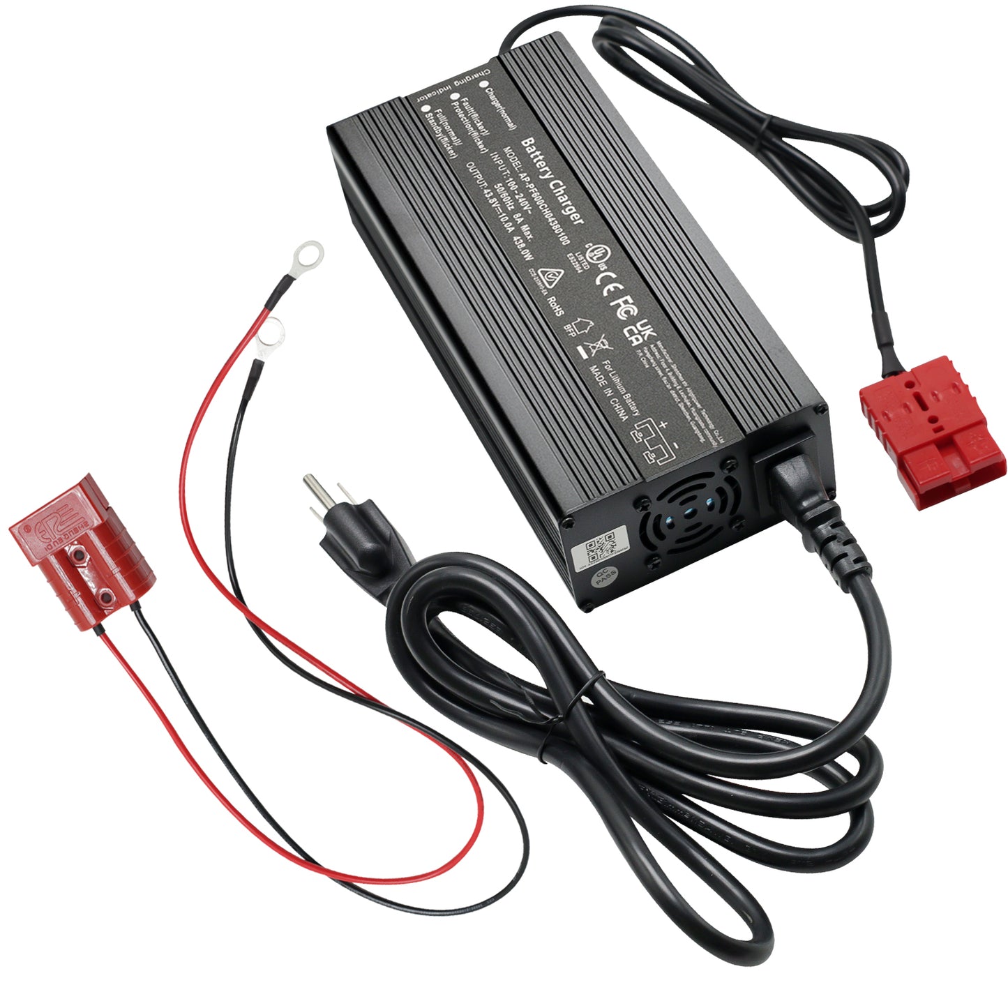 CHINS 36V 10A Lithium Battery Charger, Including UL Certification and 0V Charging Function, 43.8V 10A LiFePO4 Battery Charger, Special for 36V LiFePO4 Battery