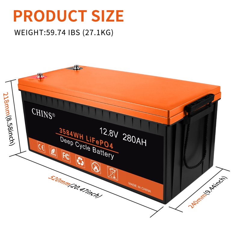 CHINS LiFePO4 12V 280AH Lithium iron Battery Built in 200A BMS for Home Energy Storage