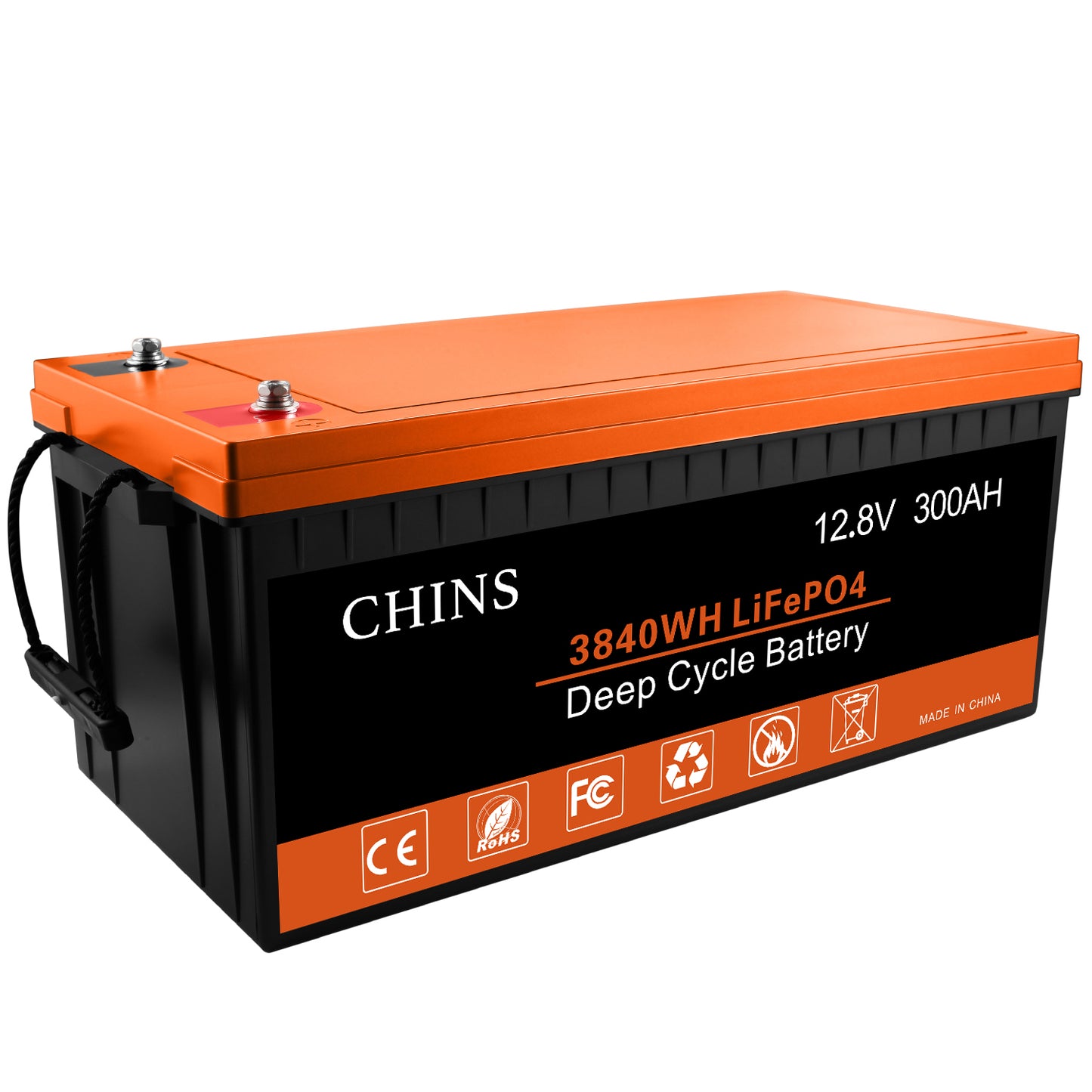 CHINS 12V 300Ah LiFePO4 Lithium Battery - Built-in 200A BMS, Perfect for Replacing Most of Backup Power, Home Energy Storage and Off-Grid etc.