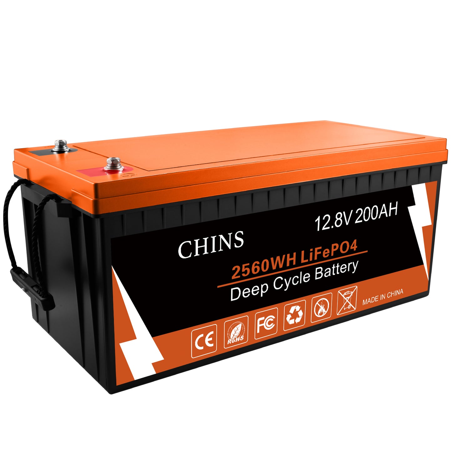 24V 200Ah LiFePO4 Lithium Battery, Built-in 100A Smart BMS