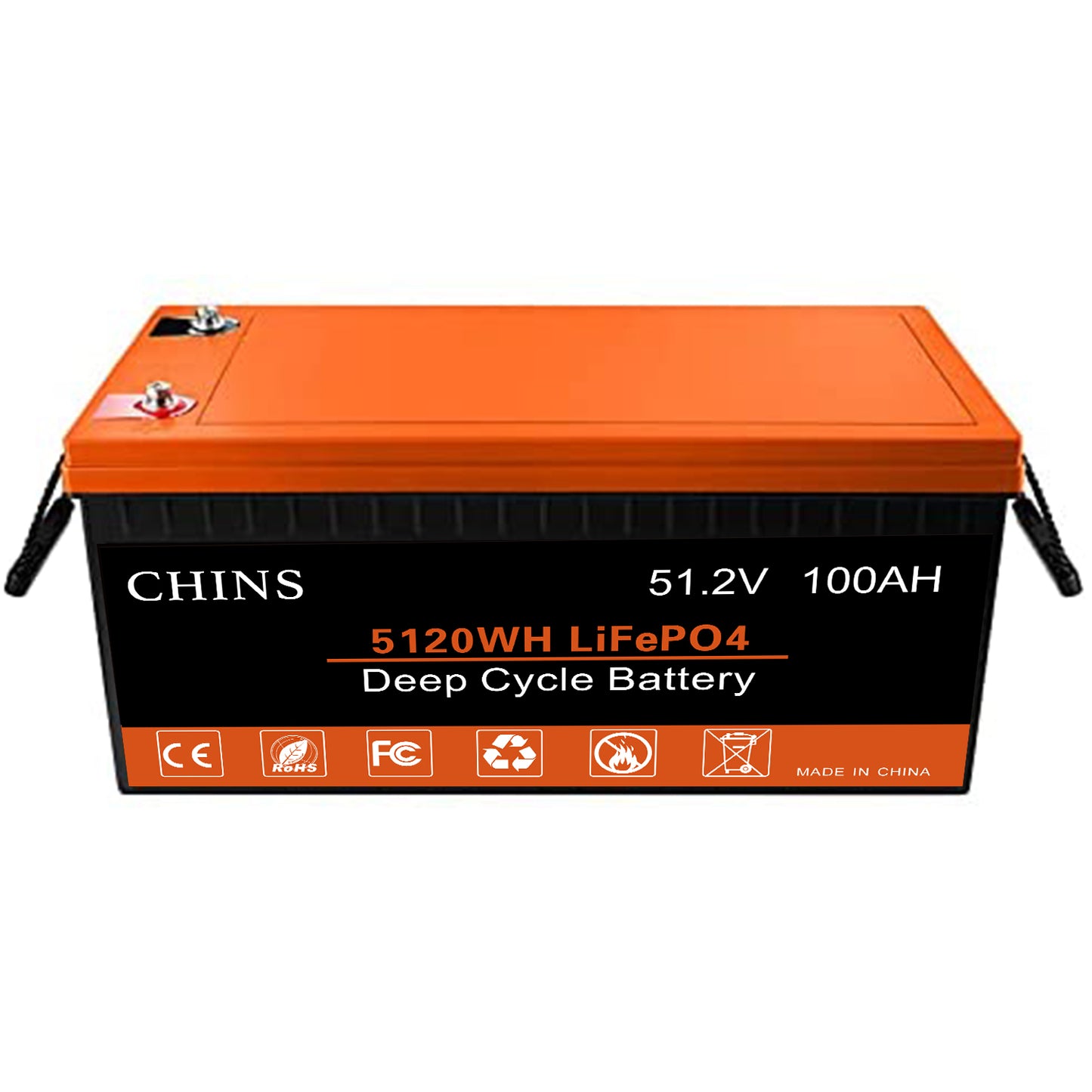 CHINS Bluetooth 48V 100AH LiFePO4 Lithium Battery, Built-in 100A BMS, 2000+ Cycles, Mobile Phone APP Monitors Battery SOC Data
